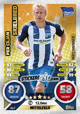 Cromo Per Ciljan Skjelbred - German Fussball Bundesliga 2016-2017. Match Attax - Topps