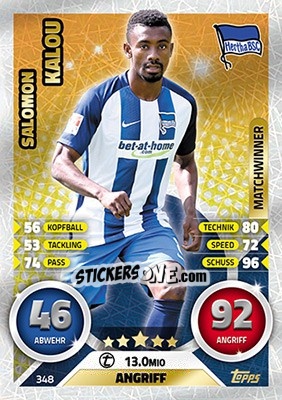 Cromo Salomon Kalou - German Fussball Bundesliga 2016-2017. Match Attax - Topps