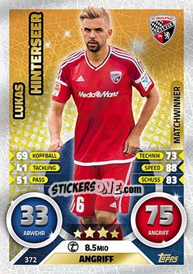 Sticker Lukas Hinterseer - German Fussball Bundesliga 2016-2017. Match Attax - Topps