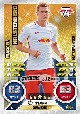 Sticker Marcel Halstenberg - German Fussball Bundesliga 2016-2017. Match Attax - Topps