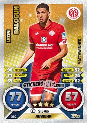 Figurina Leon Balogun - German Fussball Bundesliga 2016-2017. Match Attax - Topps