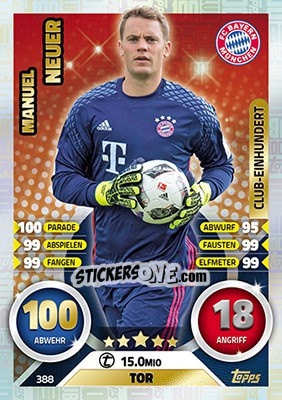 Cromo Manuel Neuer - German Fussball Bundesliga 2016-2017. Match Attax - Topps