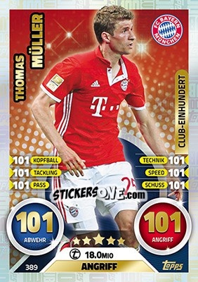 Cromo Thomas Müller - German Fussball Bundesliga 2016-2017. Match Attax - Topps