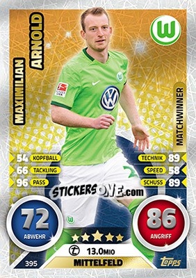 Figurina Maximilian Arnold - German Fussball Bundesliga 2016-2017. Match Attax - Topps