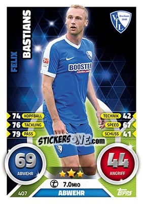 Sticker Felix Bastians - German Fussball Bundesliga 2016-2017. Match Attax - Topps