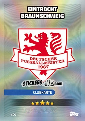 Sticker Eintracht Braunschweig - German Fussball Bundesliga 2016-2017. Match Attax - Topps