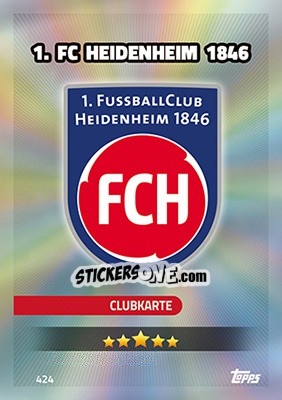 Sticker 1.FC Heidenheim 1846 - German Fussball Bundesliga 2016-2017. Match Attax - Topps