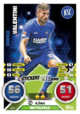 Sticker Enrico Valentini - German Fussball Bundesliga 2016-2017. Match Attax - Topps