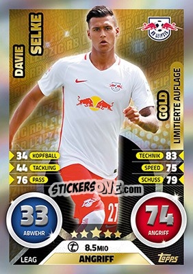 Sticker Davie Selke - German Fussball Bundesliga 2016-2017. Match Attax - Topps