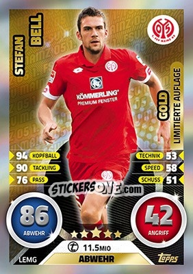 Sticker Stefan Bell - German Fussball Bundesliga 2016-2017. Match Attax - Topps