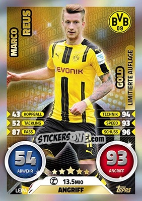 Cromo Marco Reus - German Fussball Bundesliga 2016-2017. Match Attax - Topps