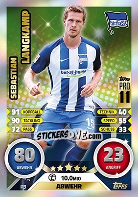 Figurina Sebastian Langkamp - German Fussball Bundesliga 2016-2017. Match Attax - Topps