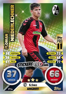 Sticker Florian Niederlechner - German Fussball Bundesliga 2016-2017. Match Attax - Topps