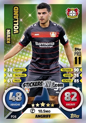 Sticker Kevin Volland - German Fussball Bundesliga 2016-2017. Match Attax - Topps