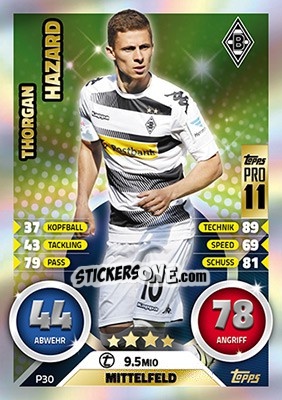 Sticker Thorgan Hazard - German Fussball Bundesliga 2016-2017. Match Attax - Topps