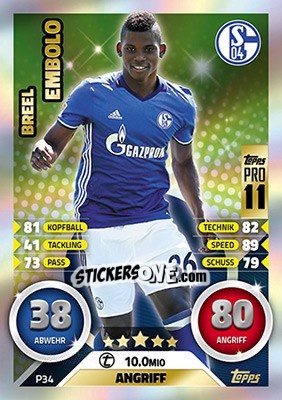Sticker Breel Embolo - German Fussball Bundesliga 2016-2017. Match Attax n. P34 - Topps