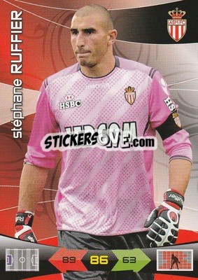 Sticker Stephane Ruffier - FOOT 2010-2011. Adrenalyn XL - Panini