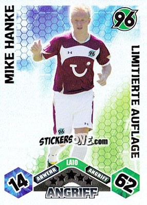 Sticker Mike Hanke - German Football Bundesliga 2010-2011. Match Attax - Topps