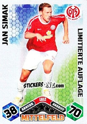 Sticker Jan Simak - German Football Bundesliga 2010-2011. Match Attax - Topps