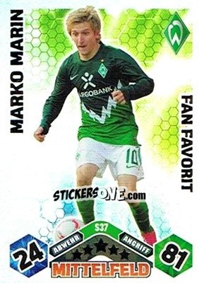 Sticker Marko Marin - German Football Bundesliga 2010-2011. Match Attax n. S37 - Topps
