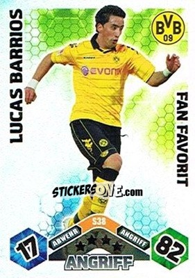 Sticker Lucas Barrios - German Football Bundesliga 2010-2011. Match Attax n. S38 - Topps