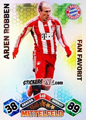 Sticker Arjen Robben - German Football Bundesliga 2010-2011. Match Attax n. S49 - Topps