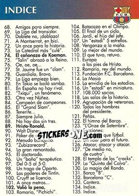 Sticker Checklist - Barça 1990-96 Dream Team n. 135 - Panini