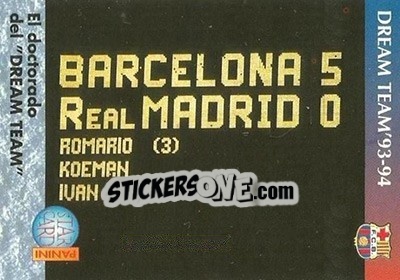 Sticker El doctorado - Barça 1990-96 Dream Team n. 95 - Panini