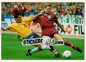 Figurina Brazilian block: Stuart Pearce vs Jorginho - England 1996 - Panini