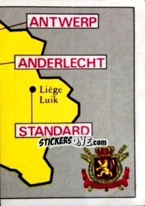 Figurina Map of Belgique - Badges football clubs - Panini