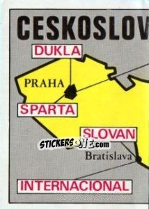 Cromo Map of Czechoslovakia - Badges football clubs - Panini
