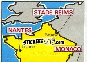 Figurina Map of France - Badges football clubs - Panini