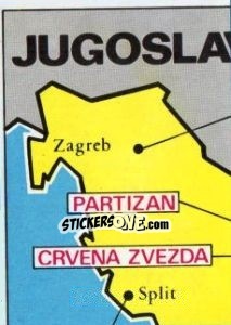 Sticker Map of Yugoslavia - Badges football clubs n. 157 - Panini
