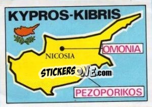 Sticker Map of Cyprus - Badges football clubs n. 169 - Panini
