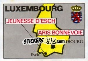Cromo Map of Luxembourg - Badges football clubs - Panini