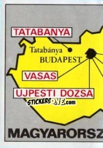 Cromo Map of Hungary - Badges football clubs - Panini