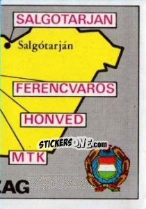 Cromo Map of Hungary - Badges football clubs - Panini