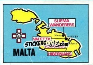 Sticker Map of Malta - Badges football clubs - Panini