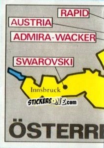 Sticker Map of Austria - Badges football clubs - Panini