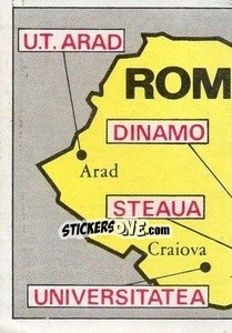 Figurina Map of Romania - Badges football clubs - Panini