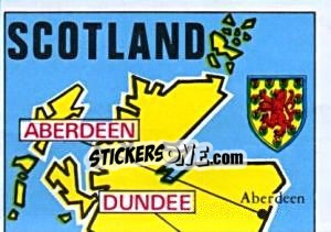 Cromo Map of Scotland - Badges football clubs - Panini