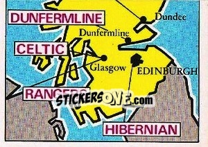 Cromo Map of Scotland - Badges football clubs - Panini