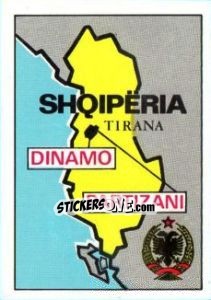 Sticker Map of Albania - Badges football clubs - Panini