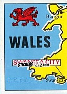 Sticker Map of Wales - Badges football clubs - Panini