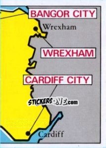 Sticker Map of Wales - Badges football clubs - Panini