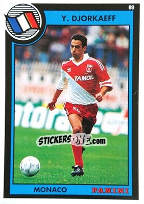 Sticker Youri Djorkaeff - U.N.F.P. Football Cards 1992-1993 - Panini