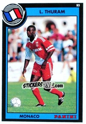 Sticker Lilian Thuram - U.N.F.P. Football Cards 1992-1993 n. 117 - Panini