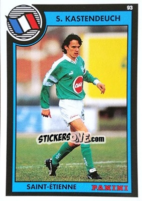 Sticker Sylvain Kastendeuch - U.N.F.P. Football Cards 1992-1993 n. 157 - Panini