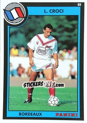 Sticker Laurent Croci - U.N.F.P. Football Cards 1992-1993 n. 187 - Panini