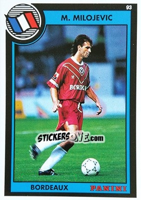 Sticker Michel Milojevic - U.N.F.P. Football Cards 1992-1993 - Panini